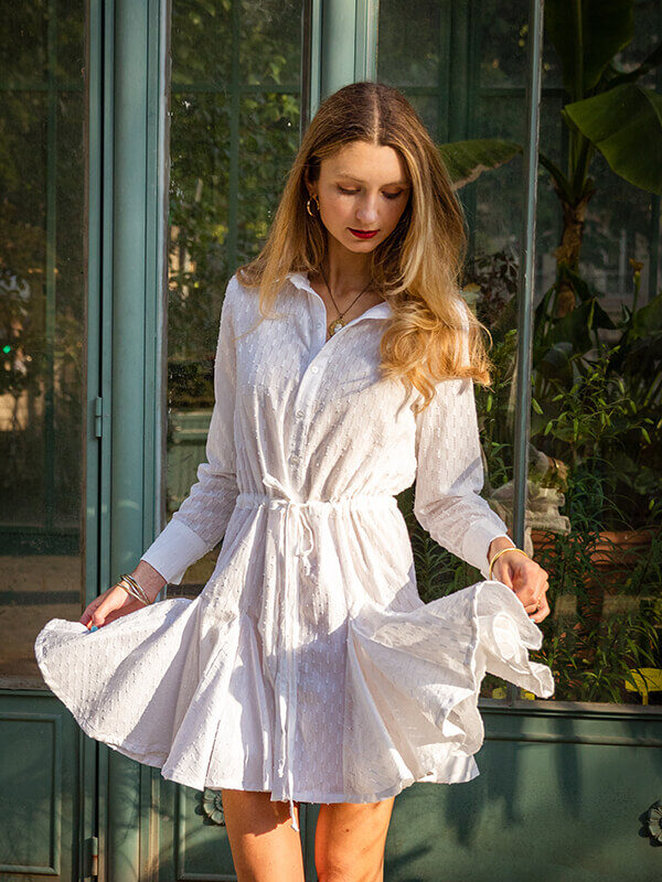 Cotton Gathered Shirt Dress - Our Second Nature